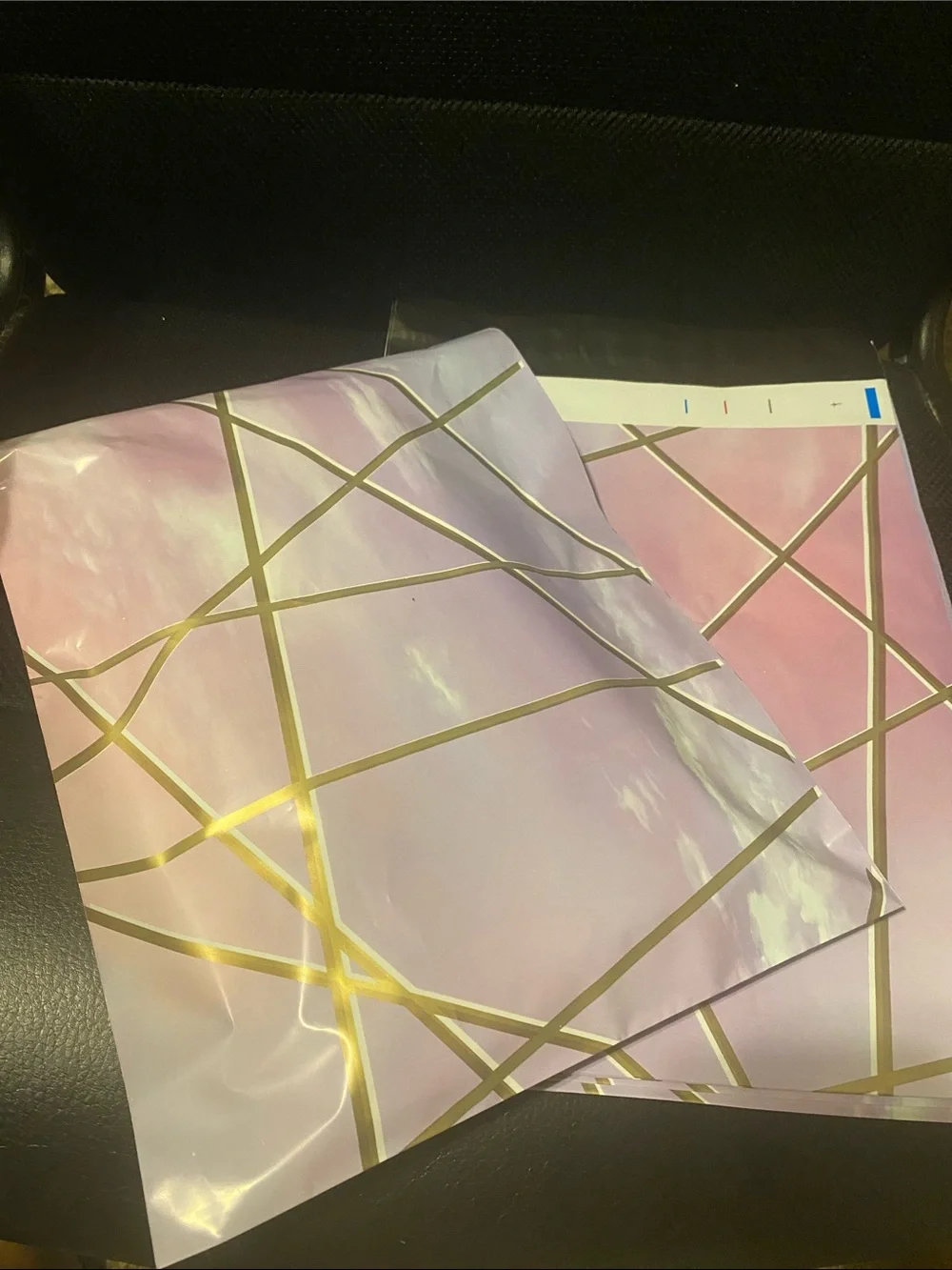 10pack 10X13 Pink Marble with Gold Geometric Lines, Poly Mailers.